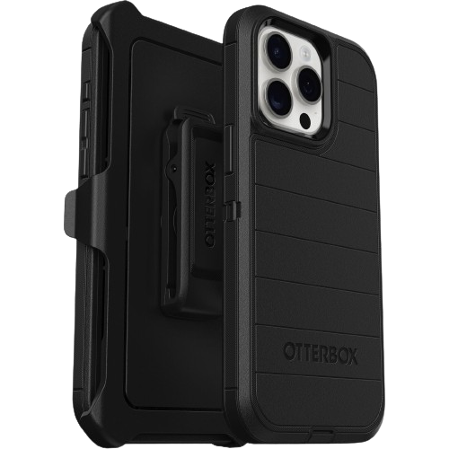 OtterBox iPhone 15 Pro MAX (Only) Defender Series Case - BLACK, Screenless, Rugged & Durable, with Port Protection, Includes Holster Clip Kickstand (Ships in Polybag, Ideal for Business Customers)